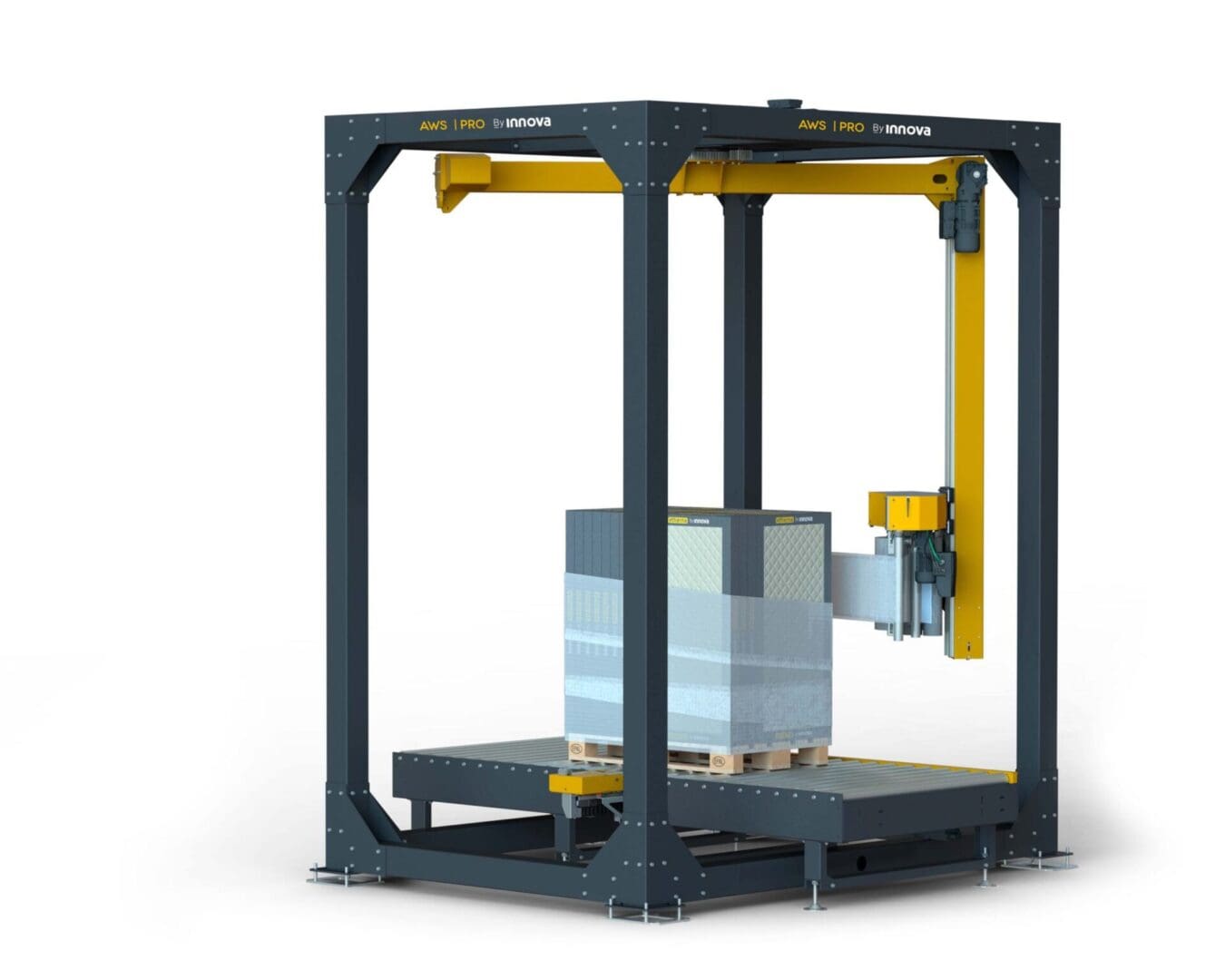 Automatic arm stretch wrapper for fast pallet wrapping cycles