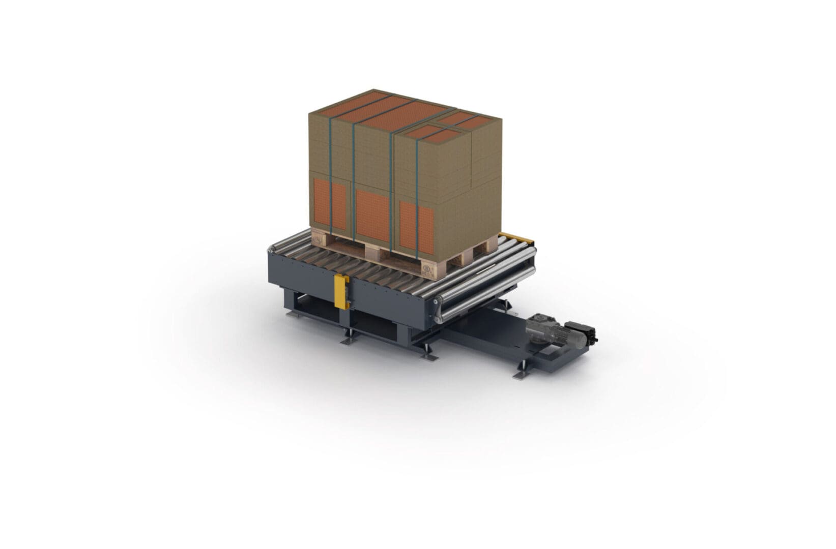 Rotating table conveyor for pallet orientation and line layout changes