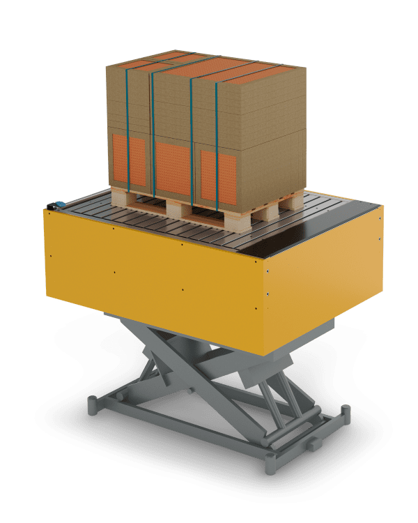 Scissor lift conveyor for connecting conveyors at different heights