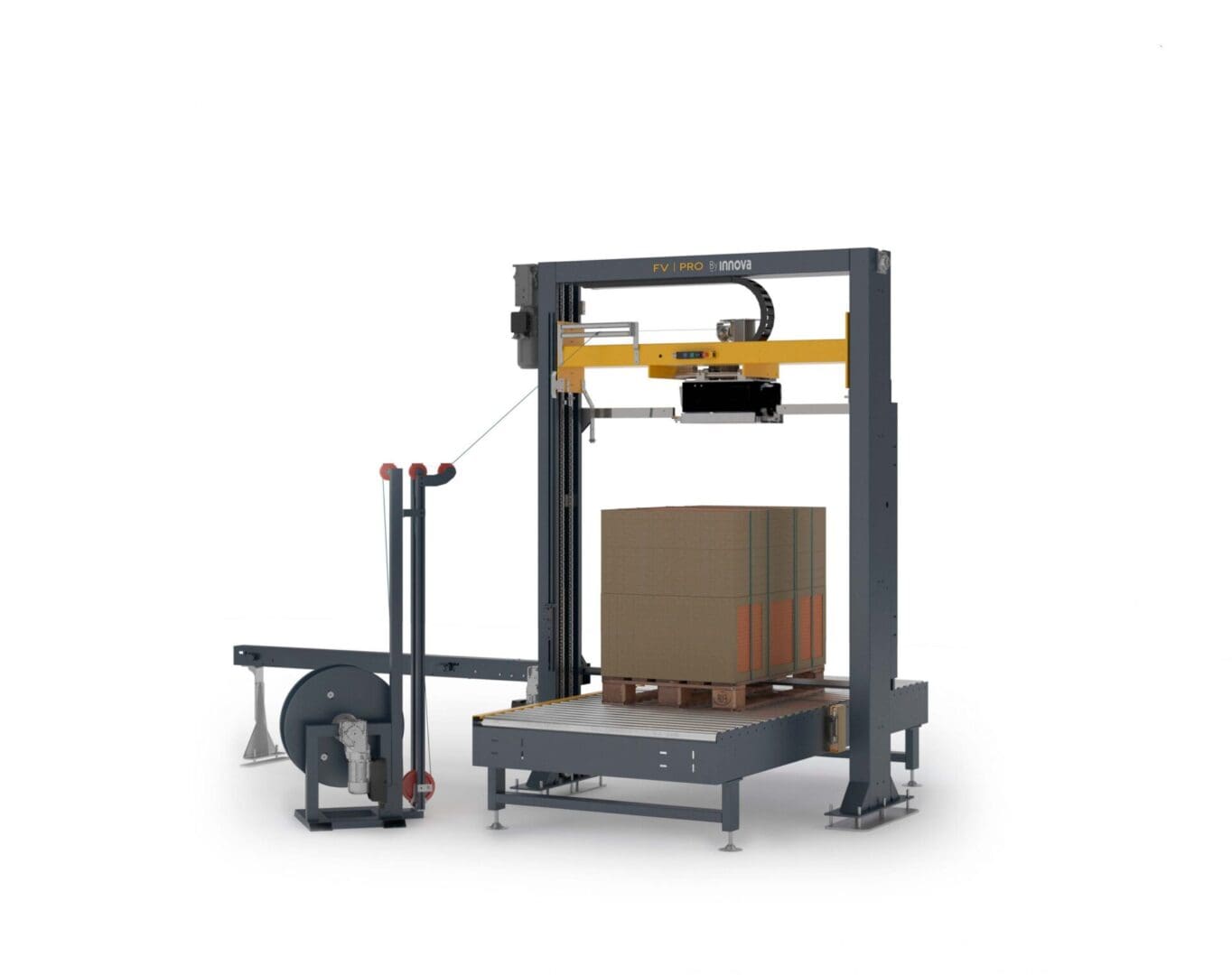 Innova vertical pallet strapping machine for load stability and securing