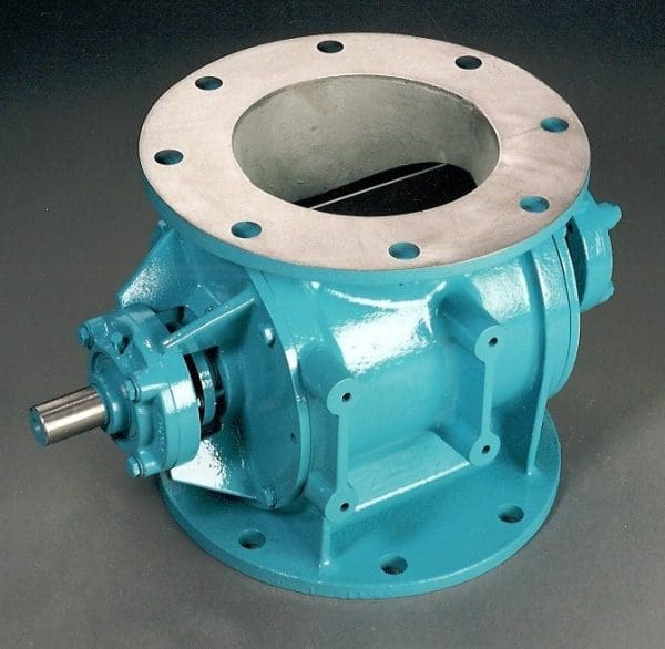 Round drop through rotary airlock valve with external bearings