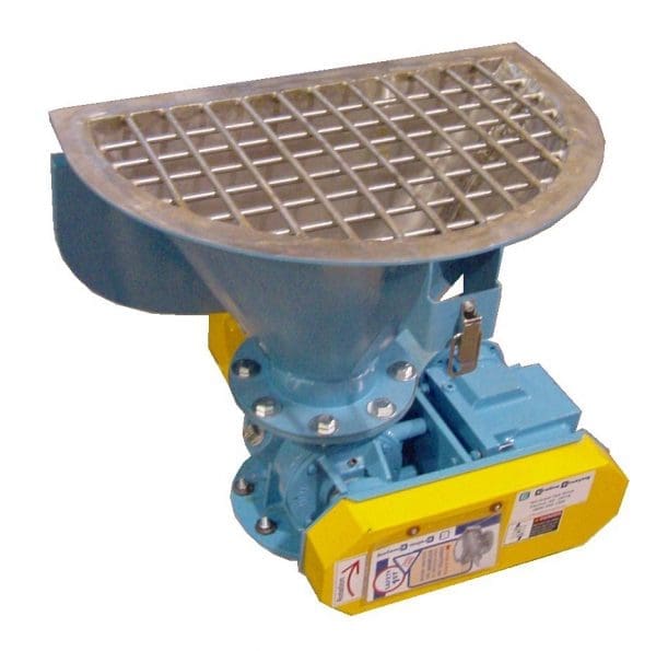 Rotary valve surge hopper for controlled feeding