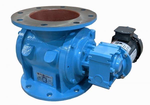 Drop-thru rotary airlock valve for dust collectors and hopper discharge
