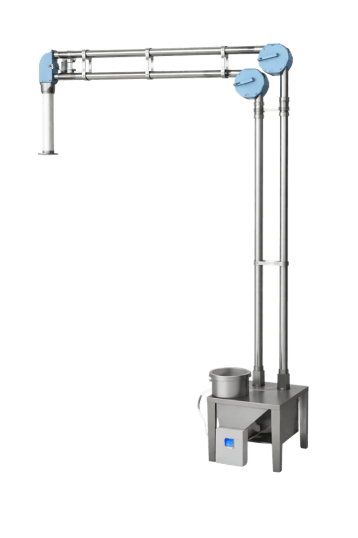 Multi-path Powderflight aero-mechanical conveyor rendering