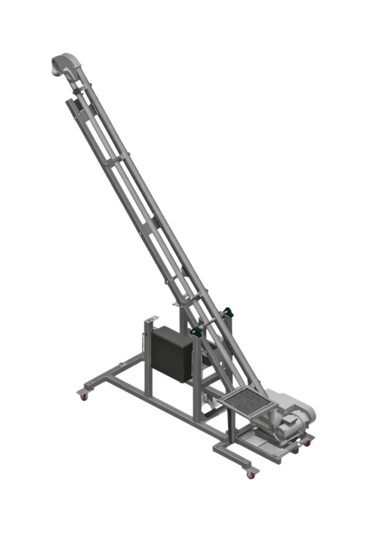 Portable Powderflight aero-mechanical conveyor base rendering