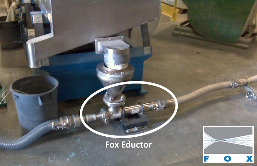 Fox eductor under screener with flexible hose