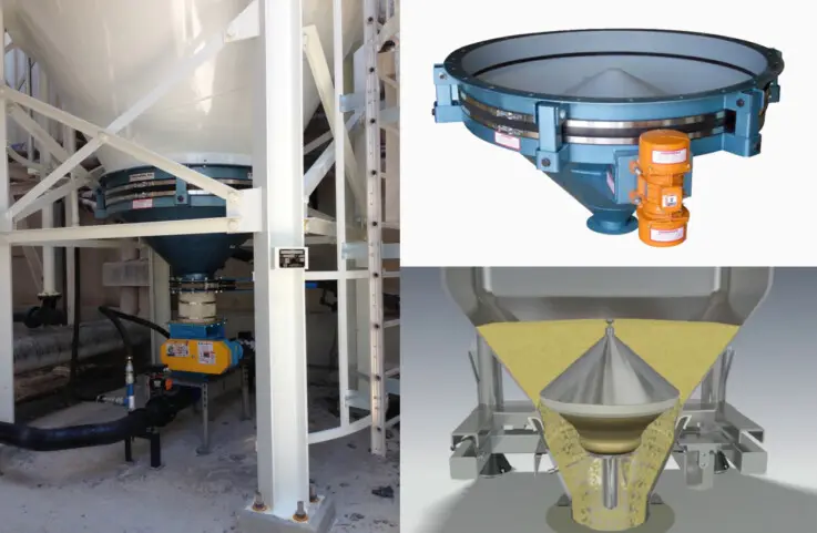 Graphic showing silo bridging and flow aid solutions